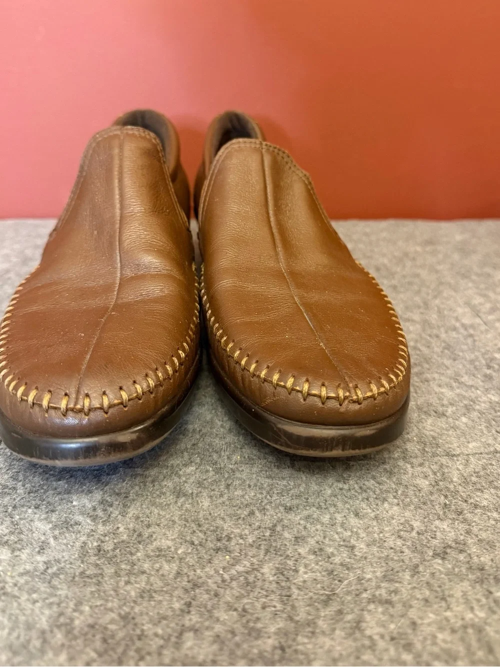 SAS  Brown Leather Slip-On Loafers